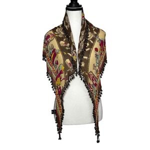 Vintage ATG Perfume Bottle Beaded Fringe Scarf Wrap Shawl Whimsigoth Gypsy Boho‎